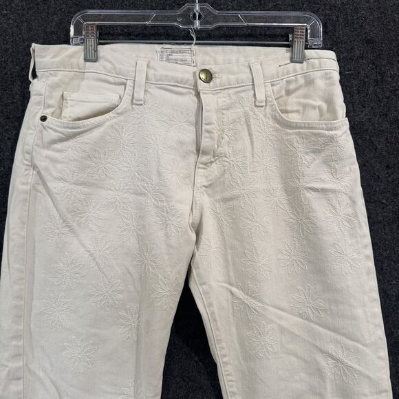 Current/Elliott Jeans Womens 28 Dirty White Boyfriend Embroidered Cropped USA - Picture 2 of 12